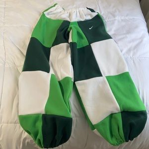 Green Nike patchwork joggers